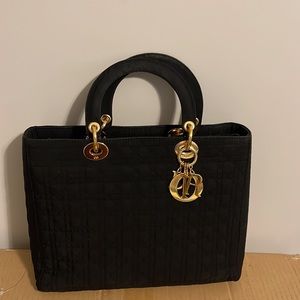 Vintage Christian Dior Lady Dior Cannage Shoulder Hand Bag Nylon